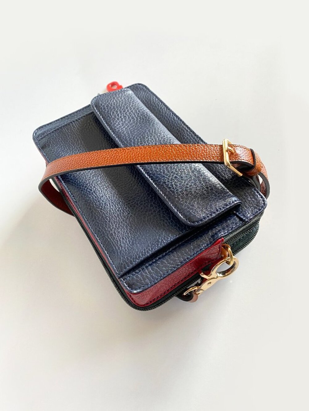 Vintage La Tour Eiffel 1887 Purse Crossbody Bag Multi Color Genuine Leather
